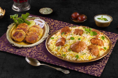 Groepsfeestcombo Met Dum Gosht Biryani Mutton Galouti Kebab