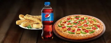 2 Topping Pizza [Regular] With Garlic Bread And Pepsi [250 Ml]