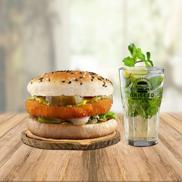 Jain Krunchy Paneer Burger Lime N Mint