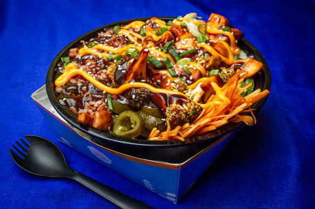 Broccoli Mushroom Bbq Sauce Poke Bowl