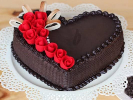 Eggless Heart Shaped Chocolate Cake