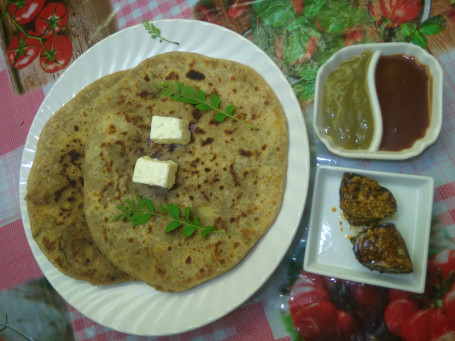 Matar Paratha Pickle Salad 1 (Paratha)