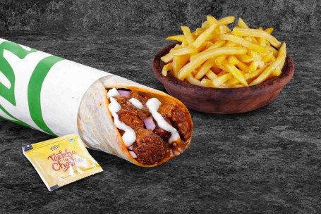 (Voor 1 Portie) Makhani-Falafel Wrap Fries Maaltijd