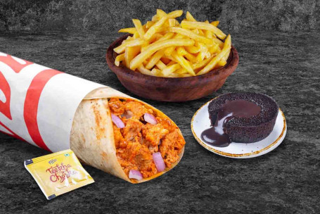 (Voor 1 Portie) Boter Kip Wrap Frietjes Choco Lava Meal