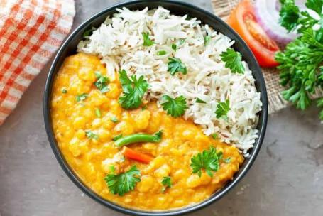 Dal Fry With Rice With Raita