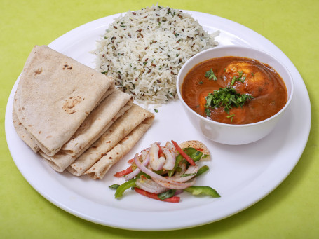 Egg Curry 3 Chapati Mini Jeera Rice Salad Sweet