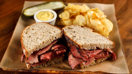 Hot Pastrami On Jewish New York Rye