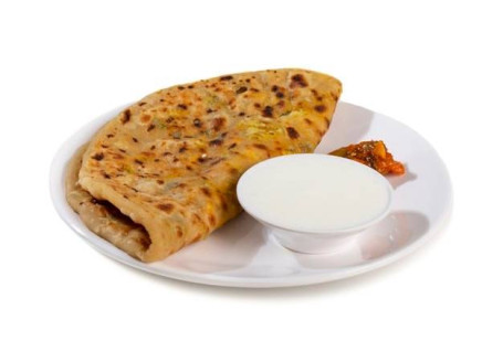 3 Aloo Pyaaj Green Chili Paratha With Curd