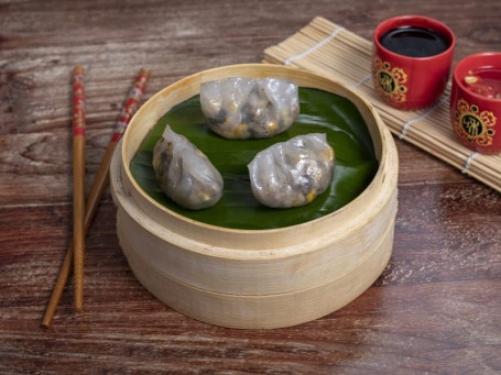 Crystal Mushroom , Corn Basil Steamed Momos [6 Pieces]