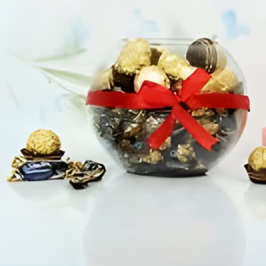 Chocolate Gift In Round Glass Vase