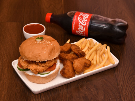 Fried Chicken Burger Chicken Nuggets French Fries Coke (600 Ml