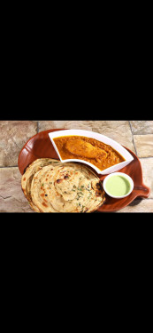 Veg Butter Masala Soya Chaap+ 3 Tawa Roti/2 Garlic Oregano Paratha