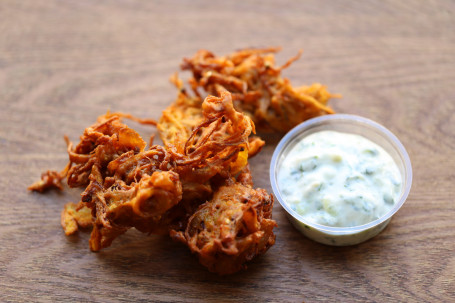 Homemade Onion Bhaji And Mint Riata