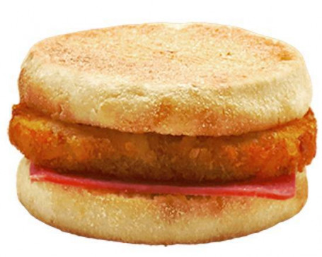 Huǒ Tuǐ Shǔ Bǐng Mǎn Fēn Bǎo Ham En Hash Brown Muffin Burger