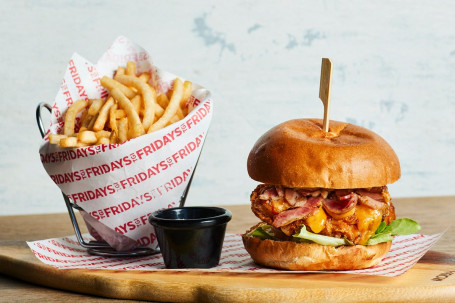 Cajun Spiced Chicken Burger And Fries (Crispy)