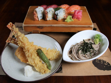 Tempura Zaru Soba And Sushi Set Shòu Sī Jí Tiān Fù Luó Lěng Qiáo Mài Miàn