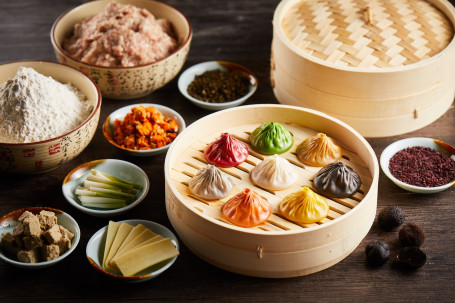 A1 Tè Sè Huáng Cháo Xiǎo Lóng Bāo Bā Sè Specialty Dynasty Xiao Long Bao 8 Flavors 8 Pcs