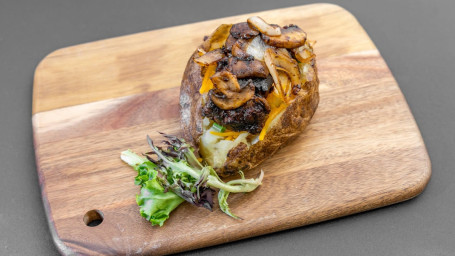 Loaded Stuffed Baked Potatoes W/Steak, Mushroom And Onions