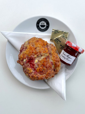 Freshly Baked Raspberry White Chocolate Scone