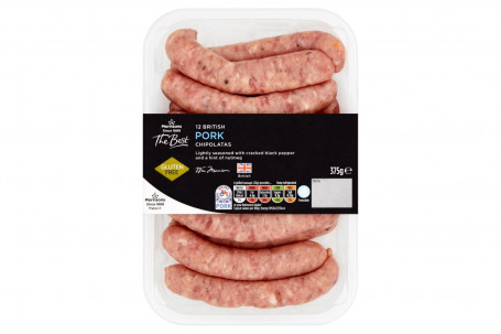 Morrisons The Best 12 Varkensvlees Chipolata Worsten 375G