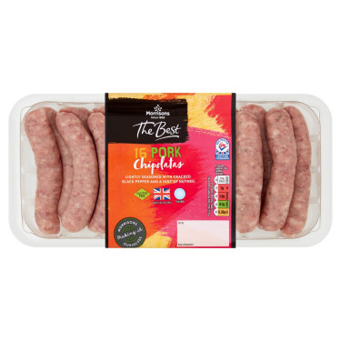 Morrisons The Best Gluten Free 16 British Pork Chipolata Worsten 500G