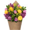 Premium Dozen Rose Bouquet Lavender Yellow Alstromeria