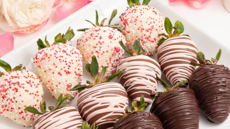 Half Dozen Chocolate Dipped And Drizzled Strawberries