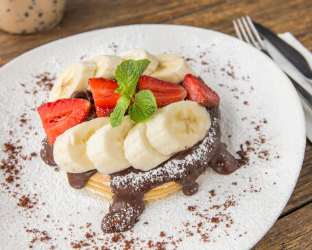 Melted Chocolate And Fruits Pancake