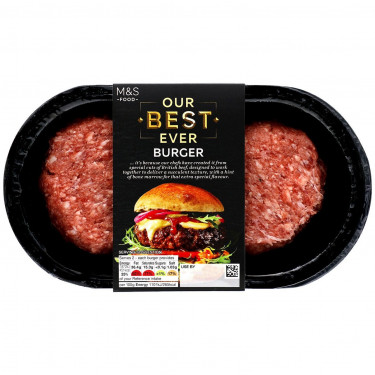 M S Food Our Best Ever Beef Burgers 340G 2Pk