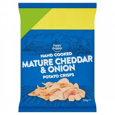 Happy Shopper Hand Cooked Mature Cheddar Onion Potato Crisps 120G