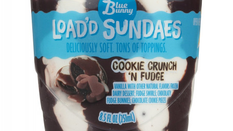 Blue Bunny Load'd Sundaes Cookie Crunch N Fudge, 8,5