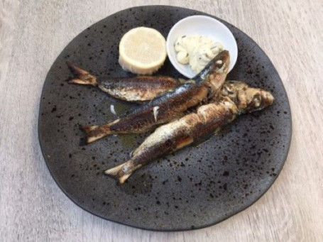 Grilled Whole Sardines, Mixed Salad W Spicy Salsa