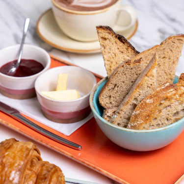 Toast With Vegan Butter Raspberry Jam (Ve, Nf)