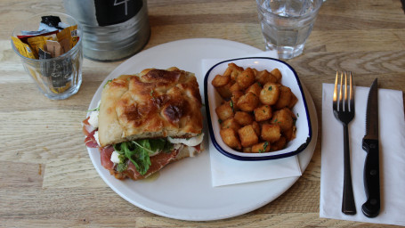 Ham Pesto Focaccia W/ Crispy Potatoes