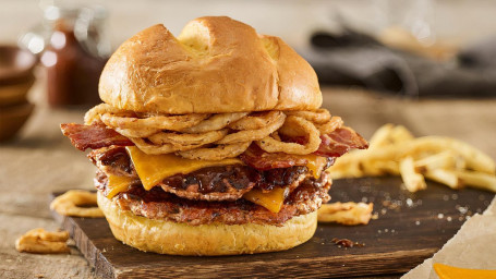 Dubbele Bbq Bacon Cheddar Turkije Burger