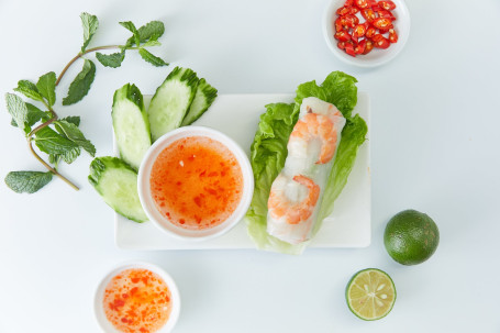 Fresh Shrimp Roll (One Roll Cut Into Two Pieces) Xiān Xiā Mǐ Zhǐ Juǎn