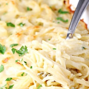 Ovengebakken Chicken Alfredo Pasta