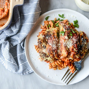 Gebakken Kip Parmezaan Pasta