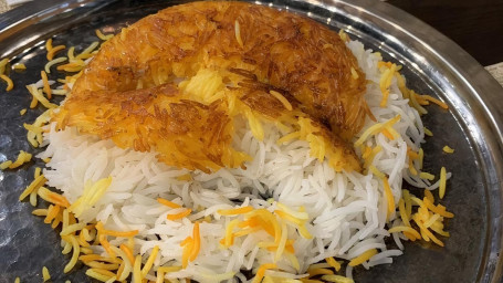 Tahdeeg Rice With Filet Meat Kabaab (Chelo Tahdeeg-E Barg