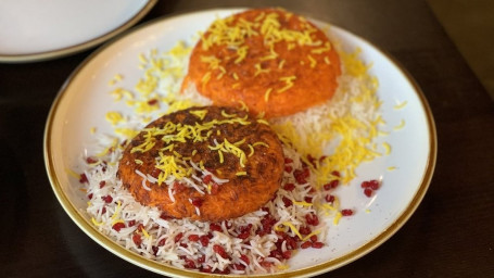 Tahdeeg Rice With Both Filet Ground Meat Kababs (Chelo Tahdeeg-E Soltani