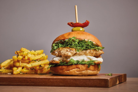 Kip Truffel Burrata Burger Truffelfrietjes